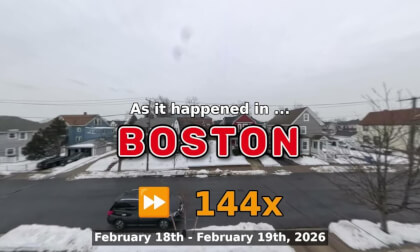 ⏩ Daily Time Lapse of the Boston Weather 360° Live Stream February 18th - February 19th 2026 (144x)