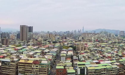 Aerial recording of Taipei Huazhong Riverside Park