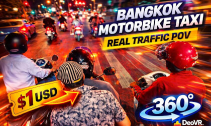Bangkok Motorcycle Taxi Ride in 360° | Real Night Traffic from Lumphini Park
