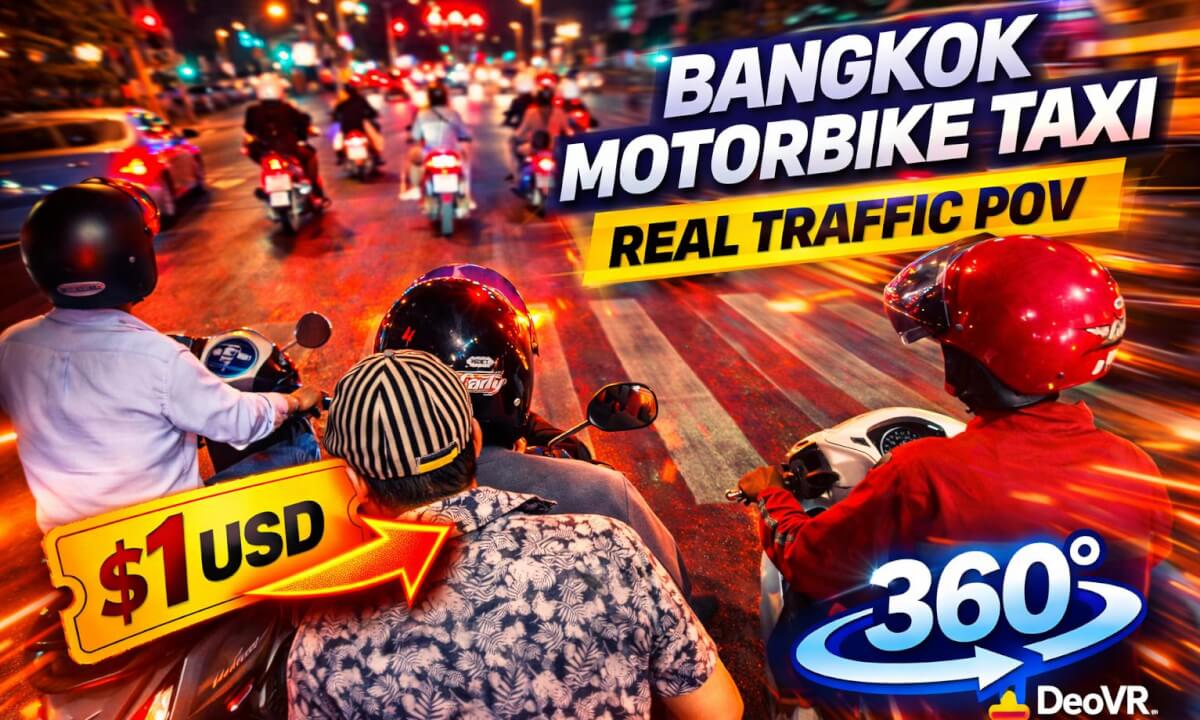 Bangkok Motorcycle Taxi Ride in 360° | Real Night Traffic from Lumphini Park
