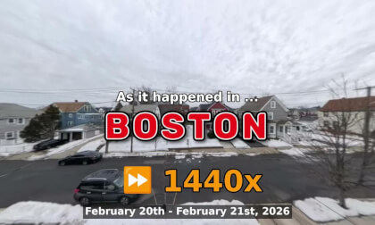 ⏩ Daily Time Lapse of the Boston Weather 360° Live Stream February 20th - February 21st 2026 (1440x) [Beta]