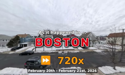 ⏩ Daily Time Lapse of the Boston Weather 360° Live Stream February 20th - February 21st 2026 (720x) [Beta]