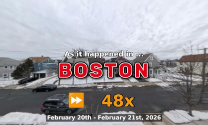 ⏩ Daily Time Lapse of the Boston Weather 360° Live Stream February 20th - February 21st 2026 (48x) [Beta]