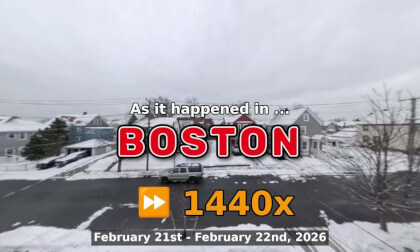 ⏩ Daily Time Lapse of the Boston Weather 360° Live Stream February 21st - February 22nd 2026 (1440x) [Beta]