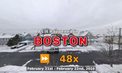⏩ Daily Time Lapse of the Boston Weather 360° Live Stream February 21st - February 22nd 2026 (48x) [Beta]