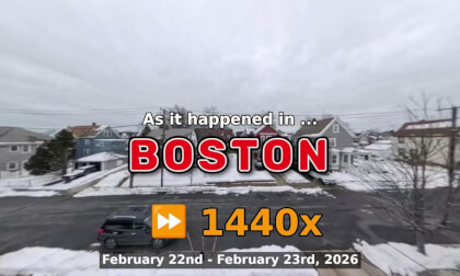 ⏩ Daily Time Lapse of the Boston Weather 360° Live Stream February 22nd - February 23rd 2026 (1440x) [Beta]