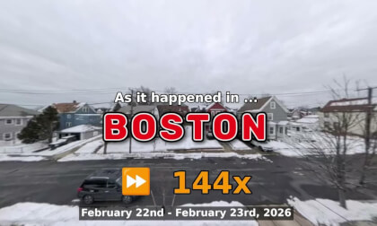 ⏩ Daily Time Lapse of the Boston Weather 360° Live Stream February 22nd - February 23rd 2026 (144x) [Beta]