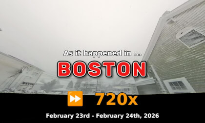 ⏩ Daily Time Lapse of the Boston Weather 180° 4K Sky Cam Stream February 23rd - February 24th 2026 (720x) [Beta]