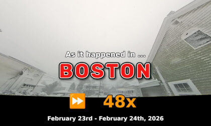 ⏩ Daily Time Lapse of the Boston Weather 180° 4K Sky Cam Stream February 23rd - February 24th 2026 (48x) [Beta]
