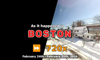 ⏩ Daily Time Lapse of the Boston Weather 180° Street Cam February 24th - February 25th 2026 (720x) [Beta]