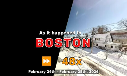 ⏩ Daily Time Lapse of the Boston Weather 180° Street Cam February 24th - February 25th 2026 (48x)