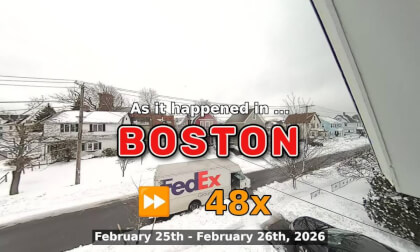 ⏩ Daily Time Lapse of the Boston Weather 180° 4k Street Cam Stream February 25th - February 26th 2026 (48x) [Beta]