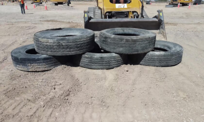 tire bump with a dozer in 3d