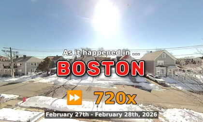 ⏩ Daily Time Lapse of the Boston Weather 180° 4k Street Cam Stream February 27th - February 28th 2026 (720x) [Beta]