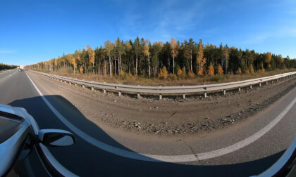 5K 360° Driving Along Autumn Forest Highway (Urals, Russia) pt.1 | Insta360 One X2