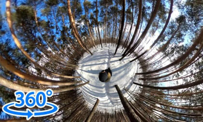 Walking In A Winter Forest & Fishing On Frozen Lake | GoPro Max 360 Video