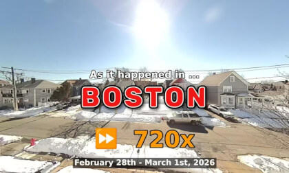 ⏩ Daily Time Lapse of the Boston Weather 180° 4k Street Cam Stream February 28th - March 1st 2026 (720x) [Beta]