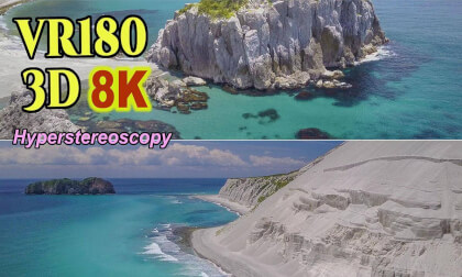 Aerial Hyperstereoscopic 3D Video of Niijima-island in Tokyo , JAPAN