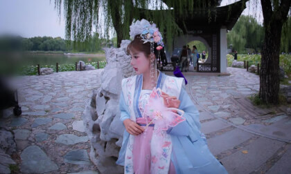 Hanfu, beautiful girl, park