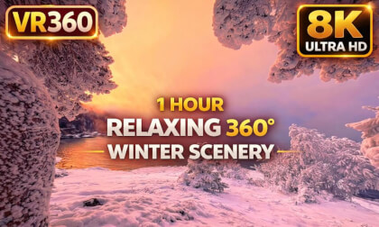 Steaming Fjord Sunset in Norway | Snowy Forest & Rocky Coast | VR360 Nature
