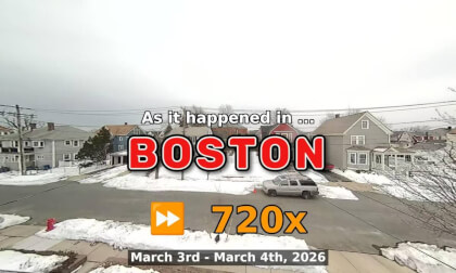 ⏩ Daily Time Lapse of the Boston Weather 180° 4k Street Cam Stream March 3rd - March 4th 2026 (720x) [Beta]