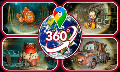 TOP 6 Disney & Pixar Characters Found on Google Maps in Abandoned Places | VR 360°