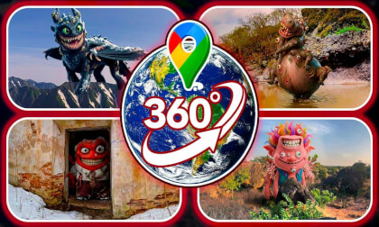 TOP 4: VR 360° - Scary Giant Characters Found on Google Maps!