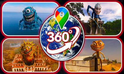 TOP 5 Creepy Giant Characters Found on Google Maps! — VR 360°