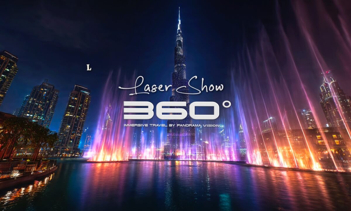 DUBAI - Burj Khalifa - EMIRATES - FOUNTAIN & LASER SHOW | VR EXPERIENCE