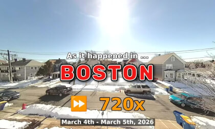 ⏩ Daily Time Lapse of the Boston Weather 180° 4k Street Cam Stream March 4th - March 5th 2026 (720x) [Beta]