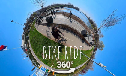 8K VR 360° Bicycle Ride Along the Pond on a Beautiful Sunny Spring Day