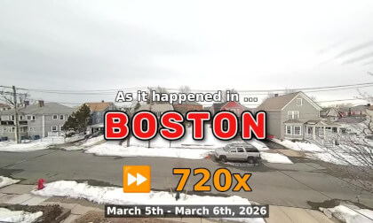 ⏩ Daily Time Lapse of the Boston Weather 180° 4k Street Cam Stream March 5th - March 6th 2026 (720x) [Beta]
