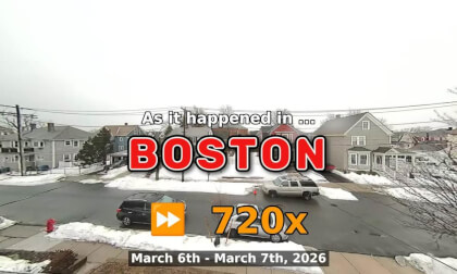 ⏩ Daily Time Lapse of the Boston Weather 180° 4k Street Cam Stream March 6th - March 7th 2026 (720x) [Beta]