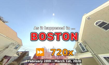 ⏩ Daily Time Lapse of the Boston Weather 180° 4k Sky Cam Stream February 28th - March 1st 2026 (720x) [Beta]
