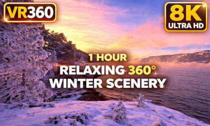 Norway Winter Sunset – Relaxing 360° Nature Experience | Snowy Fjord Coast VR