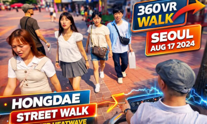 Seoul Hongdae Street Walk – Summer Heatwave Day | Aug 17 2024 | 360 VR