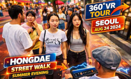 Seoul Hongdae Street Walk | Summer Evening Crowd | Aug 24 2024 | 360 VR