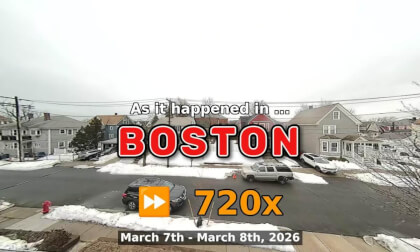 ⏩ Daily Time Lapse of the Boston Weather 180° 4k Street Cam Stream March 7th - March 8th 2026 (720x) [Beta]