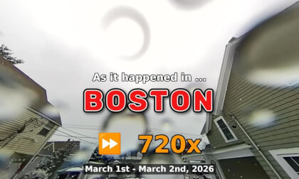 ⏩ Daily Time Lapse of the Boston Weather 180° 4k Sky Cam Stream March 1st - March 2nd 2026 (720x) [Beta]
