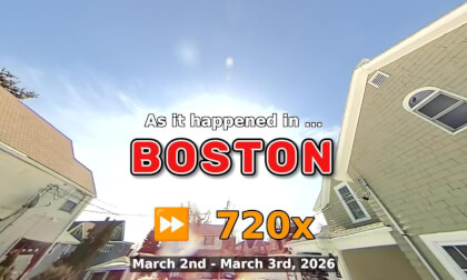 ⏩ Daily Time Lapse of the Boston Weather 180° 4k Sky Cam Stream March 2nd - March 3rd 2026 (720x) [Beta]