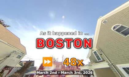 ⏩ Daily Time Lapse of the Boston Weather 180° 4k Sky Cam Stream March 2nd - March 3rd 2026 (48x) [Beta]