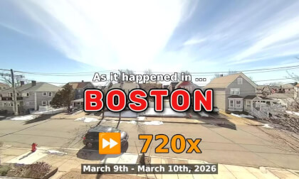 ⏩ Daily Time Lapse of the Boston Weather 180° 4k Street Cam Stream March 9th - March 10th 2026 (720x) [Beta]