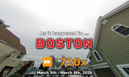 ⏩ Daily Time Lapse of the Boston Weather 180° 4k Sky Cam Stream March 5th - March 6th 2026 (720x) [Beta]