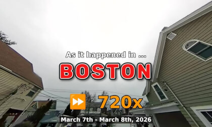 ⏩ Daily Time Lapse of the Boston Weather 180° 4k Sky Cam Stream March 7th - March 8th 2026 (720x) [Beta]