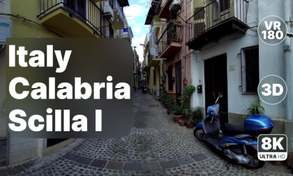 Italy Calabria Scilla - Hilltop Castle Town Walk Part I 8K 180 3D