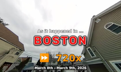⏩ Daily Time Lapse of the Boston Weather 180° 4k Sky Cam Stream March 8th - March 9th 2026 (720x) [Beta]