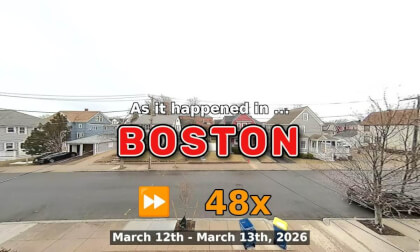 ⏩ Daily Time Lapse of the Boston Weather 180° 4k Street Cam Stream March 12th - March 13th 2026 (48x) [Beta]