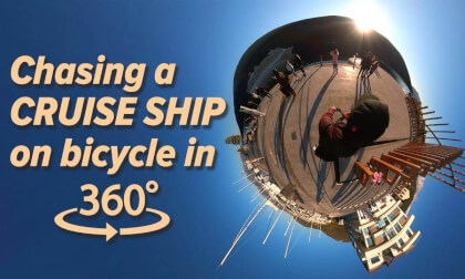 VR 360 Chasing a CRUISE SHIP on a bicycle! | Insta360 One X2