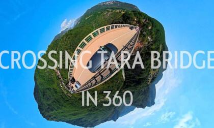 8K VR 360 | Crossing Đurđevića (Djurdjevica) Tara Bridge, Montenegro
