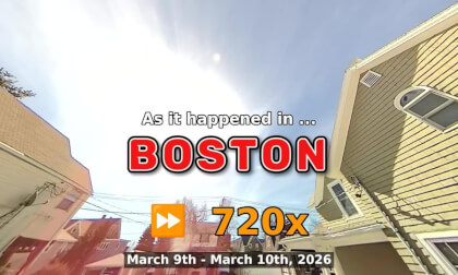 ⏩ Daily Time Lapse of the Boston Weather 180° 4k Sky Cam Stream March 9th - March 10th 2026 (720x) [Beta]